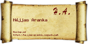 Héjjas Aranka névjegykártya